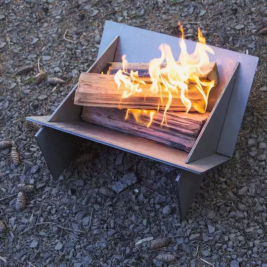 Haegs Fire Pit Portatif Ateş Çukuru Paslanmaz Çelik Krom BBQ Grill Izgaralı, Kamp Ateşi, Kolay Taşınabilir Odun Kömür Dış Mekan Outdoor Barbekü Mangal (55cm x 65cm) 60FP20SQ-L Büyük boy