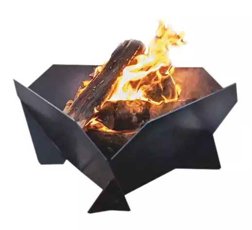 Haegs Fire Pit Portatif Ateş Çukuru Paslanmaz Çelik Krom BBQ Grill Izgaralı, Kamp Ateşi, Kolay Taşınabilir Odun Kömür Dış Mekan Outdoor Barbekü Mangal (66cm x 66cm) 60FP30SX-L Büyük Boy