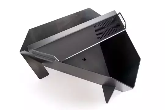 Haegs Fire Pit Portatif Ateş Çukuru Paslanmaz Çelik Krom BBQ Grill Izgaralı, Kamp Ateşi, Kolay Taşınabilir Odun Kömür Dış Mekan Outdoor Barbekü Mangal (66cm x 66cm) 60FP30SX-L Büyük Boy