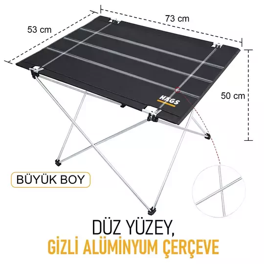 HAEGS Ultralight Katlanır Kamp Masası, Piknik, BBQ, Balıkçılık, Avcılık, Plaj, Hiking için Taşınabilir Kompakt Roll Up Outdoor Kamp Masası Large - Kamuflaj