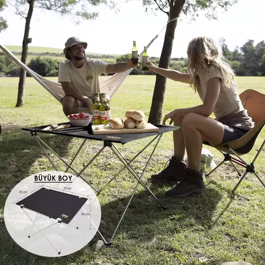 HAEGS Ultralight Katlanır Kamp Masası, Piknik, BBQ, Balıkçılık, Avcılık, Plaj, Hiking için Taşınabilir Kompakt Roll Up Outdoor Kamp Masası Large - Kamuflaj