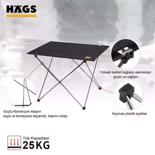 HAEGS Ultralight Katlanır Kamp Masası, Piknik, BBQ, Balıkçılık, Avcılık, Plaj, Hiking için Taşınabilir Kompakt Roll Up Outdoor Kamp Masası  Medium - Mavi