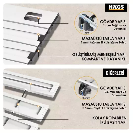 HAEGS Full Alüminyum Katlanır Kamp Masası, Piknik, BBQ, Balıkçılık, Avcılık, Plaj, Hiking için Kolay Taşınabilir Kompakt Outdoor Ultra Hafif Kamp Masası Medium - Gümüş