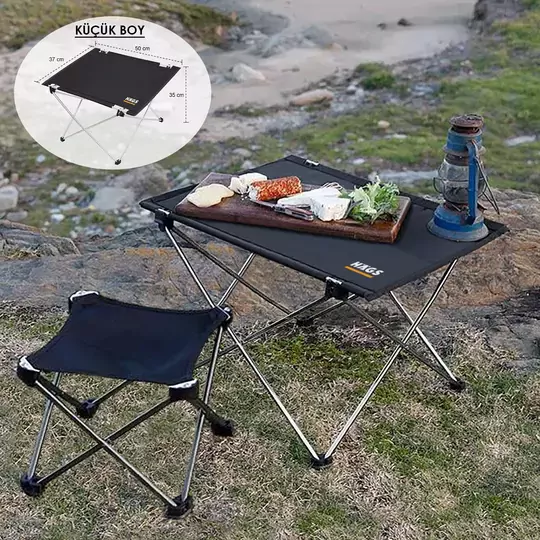 HAEGS Ultralight Katlanır Kamp Masası, Piknik, BBQ, Balıkçılık, Avcılık, Plaj, Hiking için Taşınabilir Kompakt Roll Up Outdoor Kamp Masası  Small - Siyah