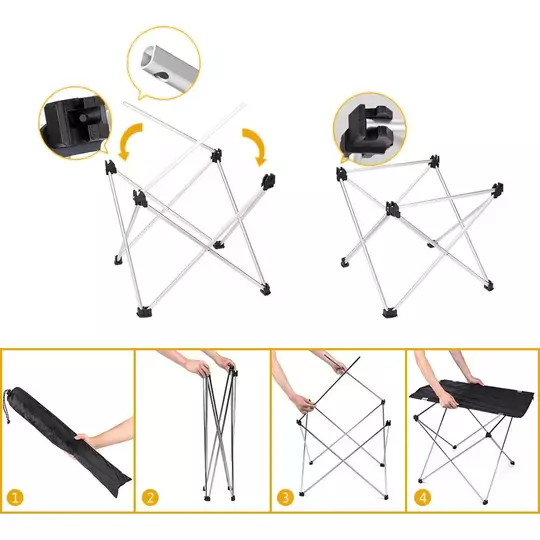 HAEGS Ultralight Katlanır Kamp Masası, Piknik, BBQ, Balıkçılık, Avcılık, Plaj, Hiking için Taşınabilir Kompakt Roll Up Outdoor Kamp Masası  Small - Gri