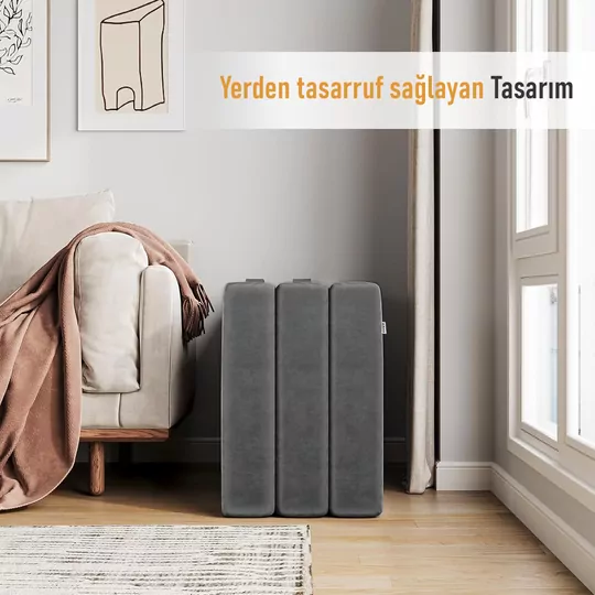 Haegs Katlanır Yatak, Kamp Yatağı, Kamp Matı, Taşınabilir Yer Yatağı, Yıkanabilir Kılıf, Misafir için, Seyahat, Kamp, Araç, Karavan, Çadır ve Yoga için İdeal; 22 Dens - 155x65x10 cm - Gri