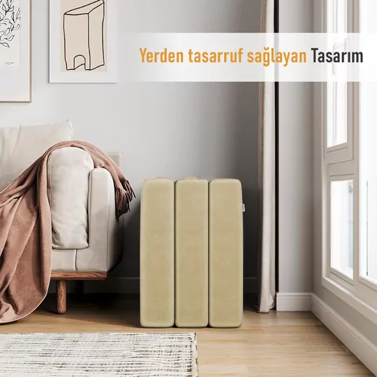 Haegs Katlanır Yatak, Kamp Yatağı, Kamp Matı, Taşınabilir Yer Yatağı, Yıkanabilir Kılıf, Misafir için, Seyahat, Kamp, Araç, Karavan, Çadır ve Yoga için İdeal; 22 Dens - 190x75x10 cm - Bej