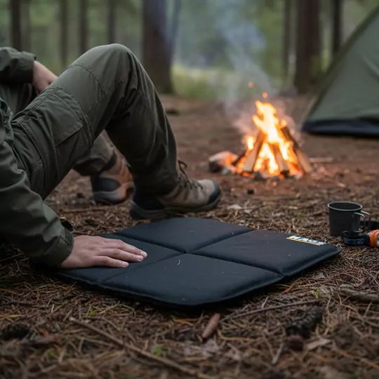 Haegs Outdoor Oturma Minderi, Kamp Matı, Yürüyüş, Stadyum ve Seyahat İçin Katlanabilir Su Geçirmez Oxford Kumaş Termal Oturma Minderi, Siyah