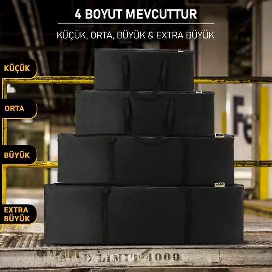 Haegs Taşıma Çantası, Fermuarlı Dayanıklı Seyahat Spor, Kamp Malzemeleri Saklama Çantası, Hurç, Valiz, 70L Orta Boy - Siyah