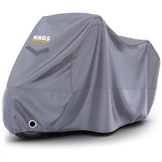 Haegs Motosiklet Brandası, Motor Kılıfı, Örtüsü Dış Mekan Motosiklet Örtüsü Su Geçirmez, Rüzgar, Toz Geçirmez, Motor Garaj Brandası, Kışa Dayanıklı (XXL:265x105x125 cm) - Gri