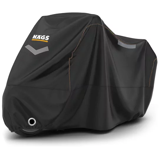 Haegs Motosiklet Brandası, Motor Kılıfı, Örtüsü Dış Mekan Motosiklet Örtüsü Su Geçirmez, Rüzgar, Toz Geçirmez, Motor Garaj Brandası, Kışa Dayanıklı (XXL:265x105x125 cm) - Siyah