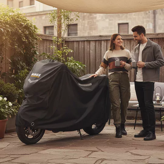 Haegs Motosiklet Brandası, Motor Kılıfı, Örtüsü Dış Mekan Motosiklet Örtüsü Su Geçirmez, Rüzgar, Toz Geçirmez, Motor Garaj Brandası, Kışa Dayanıklı (XXL:265x105x125 cm) - Siyah