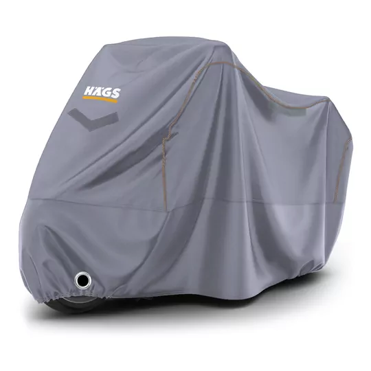 Haegs Motosiklet Brandası, Motor Kılıfı, Örtüsü Dış Mekan Motosiklet Örtüsü Su Geçirmez, Rüzgar, Toz Geçirmez, Motor Garaj Brandası, Kışa Dayanıklı (XL:245x95x125 cm) - Gri