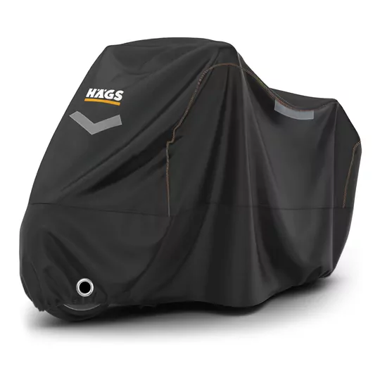 Haegs Motosiklet Brandası, Motor Kılıfı, Örtüsü Dış Mekan Motosiklet Örtüsü Su Geçirmez, Rüzgar, Toz Geçirmez, Motor Garaj Brandası, Kışa Dayanıklı (XL:245x95x125 cm) - Siyah