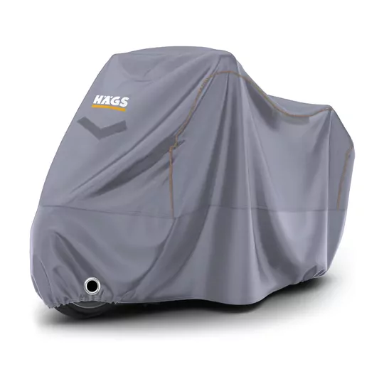 Haegs Motosiklet Brandası, Motor Kılıfı, Örtüsü Dış Mekan Motosiklet Örtüsü Su Geçirmez, Rüzgar, Toz Geçirmez, Motor Scooter Garaj Brandası, Kışa Dayanıklı (L:220x95x125 cm) - Gri