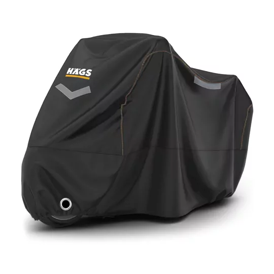 Haegs Motosiklet Brandası, Motor Kılıfı, Örtüsü Dış Mekan Motosiklet Örtüsü Su Geçirmez, Rüzgar, Toz Geçirmez, Motor Scooter Garaj Brandası, Kışa Dayanıklı (L:220x95x125 cm) - Siyah