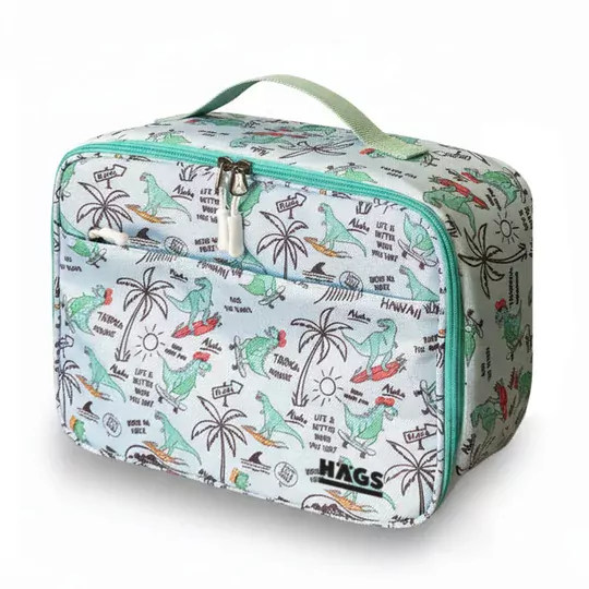 HAEGS Çocuk Beslenme Çantası, Kız Çocukları için Öğle Yemeği Kutusu - Termal Yalıtımlı Kız Çocuk Beslenme Çantası, Kreş ve Okul İçin Küçük Öğrenci Öğle Yemeği Kutusu - Dino İsland