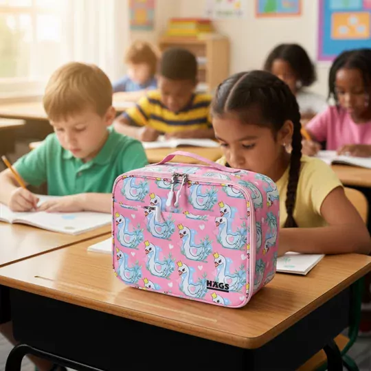 HAEGS Çocuk Beslenme Çantası, Kız Çocukları için Öğle Yemeği Kutusu - Termal Yalıtımlı Kız Çocuk Beslenme Çantası, Kreş ve Okul İçin Küçük Öğrenci Öğle Yemeği Kutusu - Swan