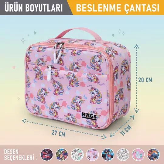 HAEGS Çocuk Beslenme Çantası, Kız Çocukları için Öğle Yemeği Kutusu - Termal Yalıtımlı Kız Çocuk Beslenme Çantası, Kreş ve Okul İçin Küçük Öğrenci Öğle Yemeği Kutusu - Unicorn