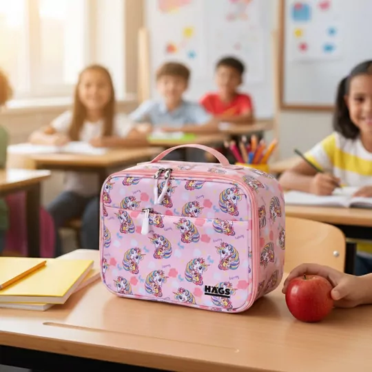 HAEGS Çocuk Beslenme Çantası, Kız Çocukları için Öğle Yemeği Kutusu - Termal Yalıtımlı Kız Çocuk Beslenme Çantası, Kreş ve Okul İçin Küçük Öğrenci Öğle Yemeği Kutusu - Unicorn