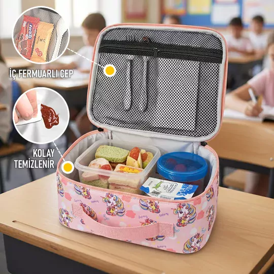 HAEGS Çocuk Beslenme Çantası, Kız Çocukları için Öğle Yemeği Kutusu - Termal Yalıtımlı Kız Çocuk Beslenme Çantası, Kreş ve Okul İçin Küçük Öğrenci Öğle Yemeği Kutusu - Unicorn