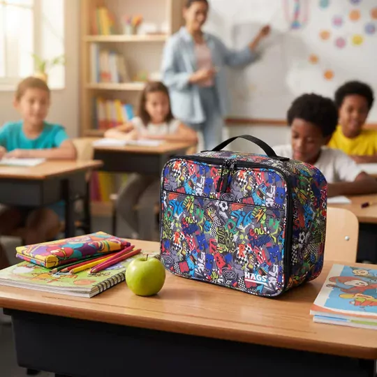 HAEGS Çocuk Beslenme Çantası, Erkek Çocukları için Öğle Yemeği Kutusu - Termal Yalıtımlı Erkek Çocuk Beslenme Çantası, Kreş ve Okul İçin Küçük Öğrenci Öğle Yemeği Kutusu - Graffiti Toys