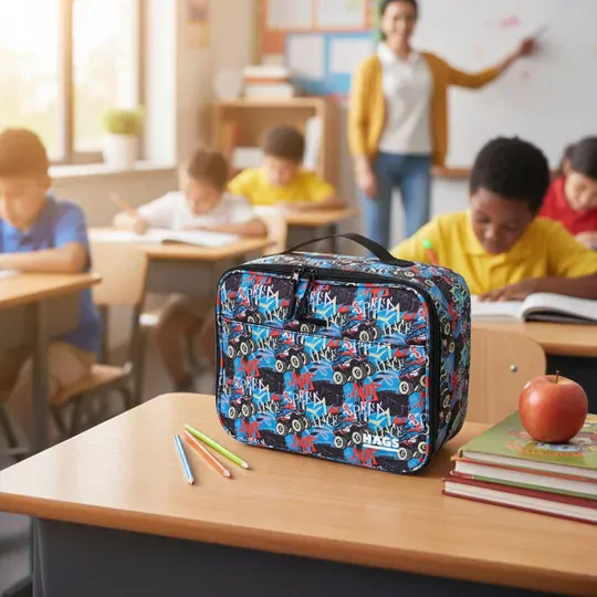 HAEGS Çocuk Beslenme Çantası, Erkek Çocukları için Öğle Yemeği Kutusu - Termal Yalıtımlı Erkek Çocuk Beslenme Çantası, Kreş ve Okul İçin Küçük Öğrenci Öğle Yemeği Kutusu - Monster Truck