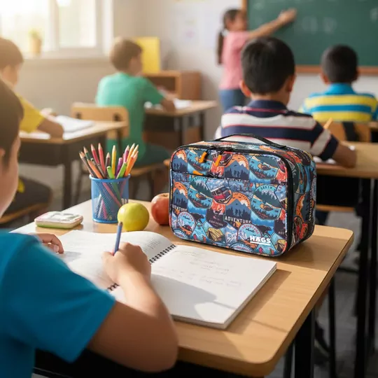 HAEGS Çocuk Beslenme Çantası, Erkek Çocukları için Öğle Yemeği Kutusu - Termal Yalıtımlı Erkek Çocuk Beslenme Çantası, Kreş ve Okul İçin Küçük Öğrenci Öğle Yemeği Kutusu - Adventure