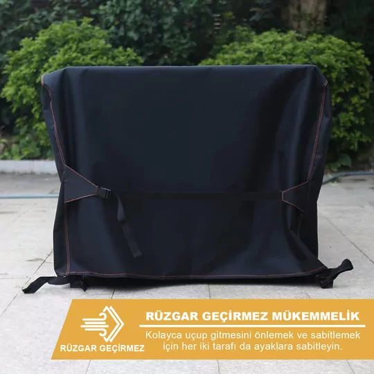 Haegs Bahçe Mobilyası Örtüsü, 150-90-74cm, Ağır Hizmet Oxford Kumaş, Su Geçirmez, Dış Mekan Veranda Masa Örtüsü, Havalandırmalı Masa ve Sandalye Koruma Kılıfı, 150-90-74cm - gri