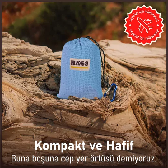 Haegs Cep Yer Örtüsü, Piknik Örtüsü Kamp Matı, Plaj Yer Örtüsü, Su Geçirmez, Kum Tutmaz, Hızlı Kurur, Hafif, Katlanabilir İnce Zemin Örtüsü Outdoor Açık Hava Kamp Yürüyüş Seyahat için - El Askılı - 180-150cm - Gri