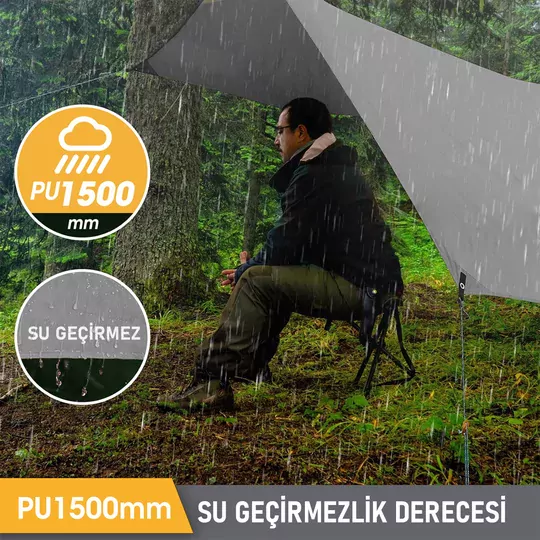 Haegs Su Geçirmez Tarp Tente Gölgelik Örtü, 4 Mevsim Taşınabilir Örtü Branda Çok İşlevli Outdoor Açık Hava Kamp Seyahat Tente Branda Barınak Yağmurluk, Güneşlik Karavan Yan Gölgelik Çadır 300x400 cm - Yeşil