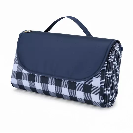 Haegs Piknik Örtüsü, Çanta Kamp Matı, Plaj Matı, Piknik Yer Örtüsü, Seyahat, Kamp, Outdoor, Park Çim Kum Tutmaz, Su Geçirmez, Kullanışlı Çanta Model, Katlanabilir 200x150cm - Mavi Ekose