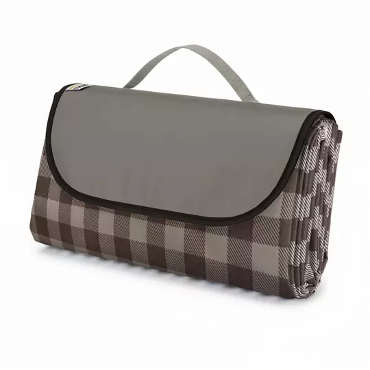 Haegs Piknik Örtüsü, Çanta Kamp Matı, Plaj Matı, Piknik Yer Örtüsü, Seyahat, Kamp, Outdoor, Park Çim Kum Tutmaz, Su Geçirmez, Kullanışlı Çanta Model, Katlanabilir 200x150cm - Kahve Ekose