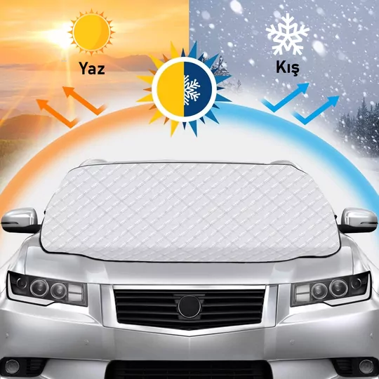 Haegs Araba Ön Cam Koruma Örtüsü, Termal Araç Güneşlik, Oto Buzlanma Önleyici, Cam Kar Örtüsü, Kalın Ağır Hizmet Tipi PEVA Oto Kar Örtüsü | Otomobil, SUV, Hatchback Ön Cam Koruması | Araba Brandası - 155-125 cm -Gri