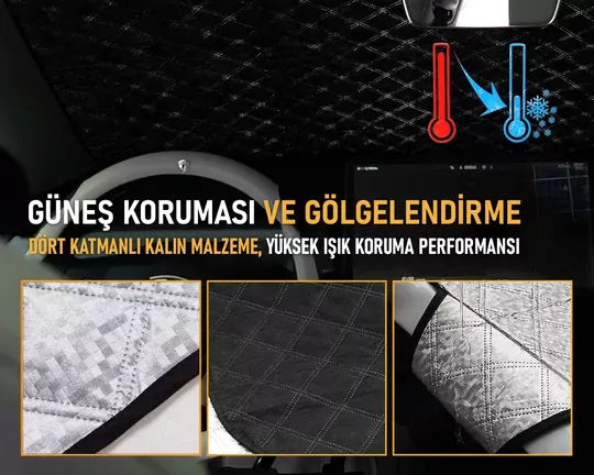 Haegs Araba Ön Cam Koruma Örtüsü, Termal Araç Güneşlik, Oto Buzlanma Önleyici, Cam Kar Örtüsü, Kalın Ağır Hizmet Tipi PEVA Oto Kar Örtüsü | Otomobil, SUV, Hatchback Ön Cam Koruması | Araba Brandası - 155-125 cm -Gri