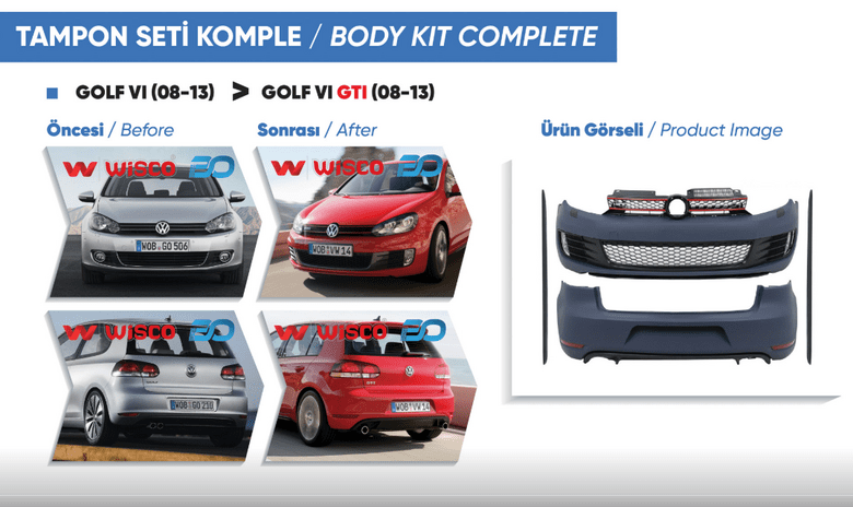 TAMPON SETI KOMPLE (ON-ARKA-YAN) VW GOLF 6 GTI 08-13
