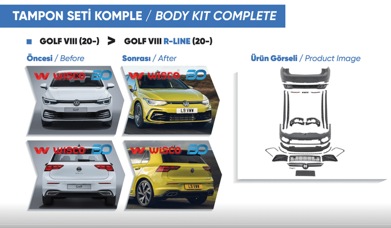 TAMPON SETI KOMPLE (ON-ARKA-YAN) VW GOLF 8 R-LINE 20-