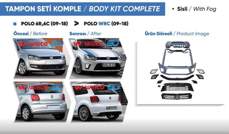 TAMPON SETI KOMPLE ON-ARKA-YAN) SIS FARLI VW POLO WRC 09-18