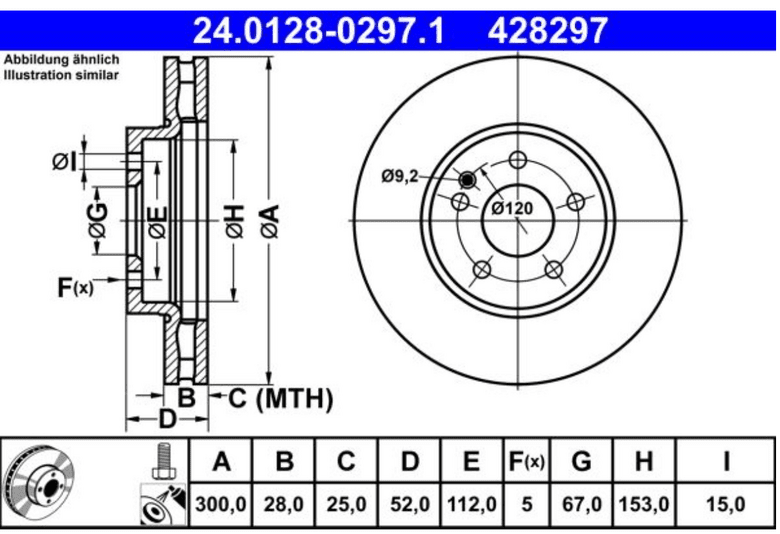 ATE  | Fren Diski Ön Vito W447 14 > | 2 Adet