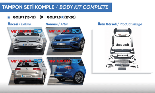 TAMPON SETI KOMPLE (ON-ARKA-YAN) VW GOLF 7.5 R (13-17 GOLF 7 ICIN UYUMLUDUR)