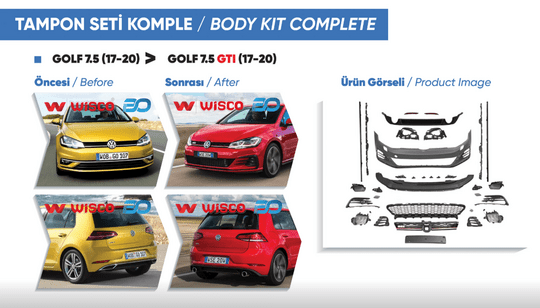 TAMPON SETI KOMPLE (ON-ARKA-YAN) VW GOLF 7.5 GTI (17-20 GOLF 7.5 ICIN UYUMLUDUR)