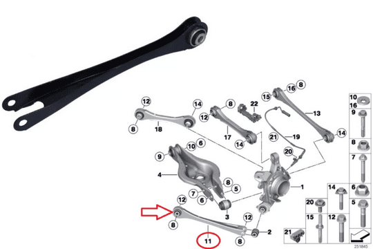 Bmw 3 Serisi F30 Kasa Arka Bugi Denge Kolu (Çatal)