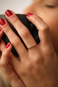 İzla Design Kadın Çubuk Model Rose Kaplama Gümüş Minimal Yüzük