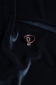 Ninova Silver Ayarlanabilir Gümüş Tek Taş ve D Harfi Yüzük NNVSLVR02127