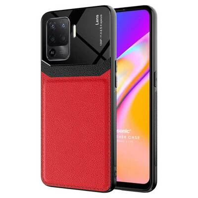 Microsonic Oppo Reno 5 Lite Kılıf Uniq Leather Kırmızı