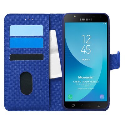 Microsonic Samsung Galaxy J7 Core Kılıf Fabric Book Wallet Lacivert