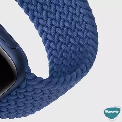 Microsonic Samsung Galaxy Watch 5 Pro 45mm Kordon, (Large Size, 165mm) Braided Solo Loop Band Koyu Yeşil