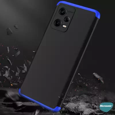 Microsonic Xiaomi Redmi Note 12 Kılıf Double Dip 360 Protective Siyah Kırmızı