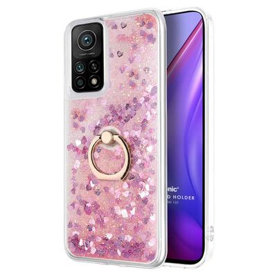 Microsonic Xiaomi Mi 10T Kılıf Glitter Liquid Holder Pembe