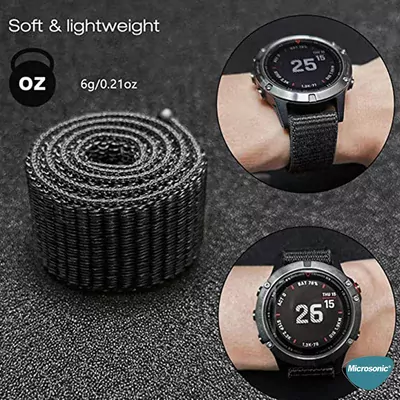 Microsonic Garmin Fenix 5 Kordon UltraFit Hasırlı Woven Gri